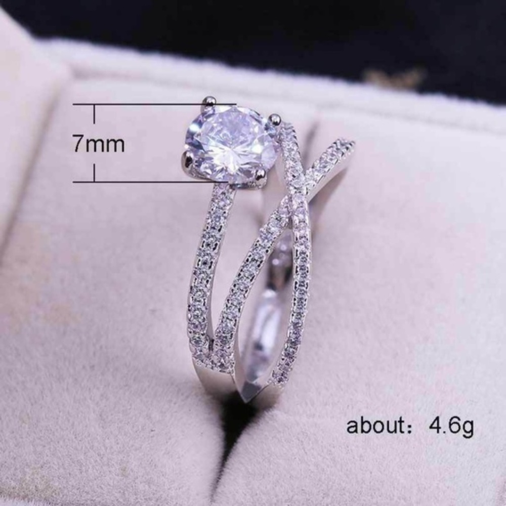 New Stamped 925 Silver White Sapphire Ring - Picture 3 of 5